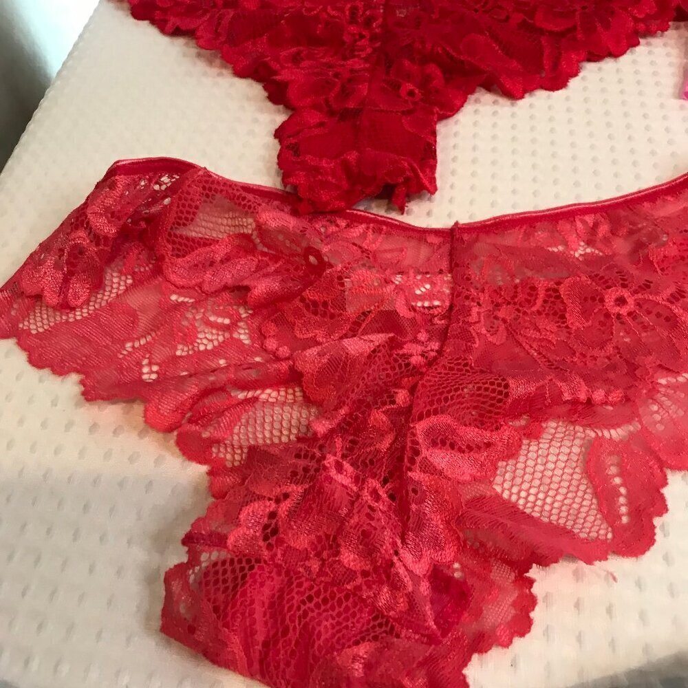6 PAIR WOMENS LACED LOW RISE PANTIES SEMI SHEER NYLON BLEND SIZE XL [12] NEW - Picture 6 of 9